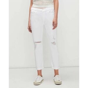 7 For All Mankind White Mid Rise Button Fly boyfriend Josefina Jeans Size 28